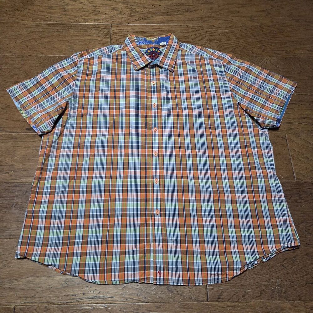 Robert Graham 3XL Plaid Check Short Sleeve Button Up Shirt Men’s